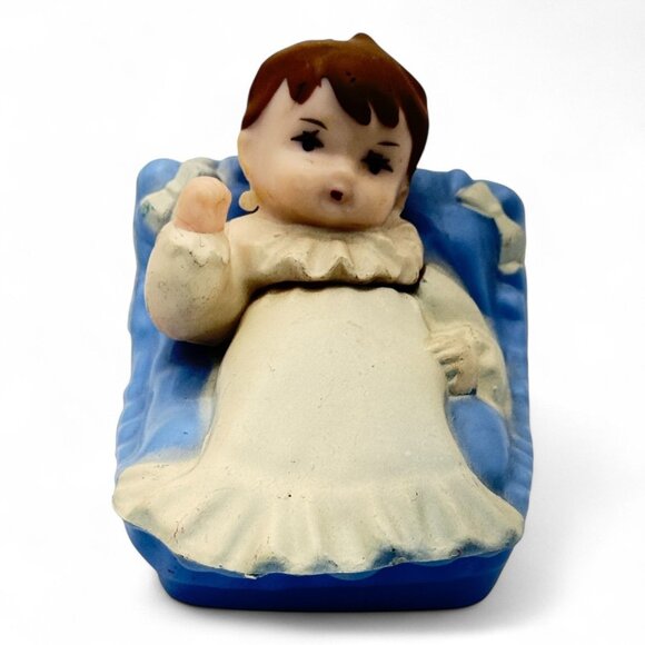 Retro Vintage Wilton Plastic Blue Baby Boy Cake Topper - Picture 1 of 6